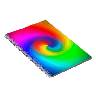 Caderno Espiral Lindo Padrão de Arte de Remoinho de Arco-íris em T