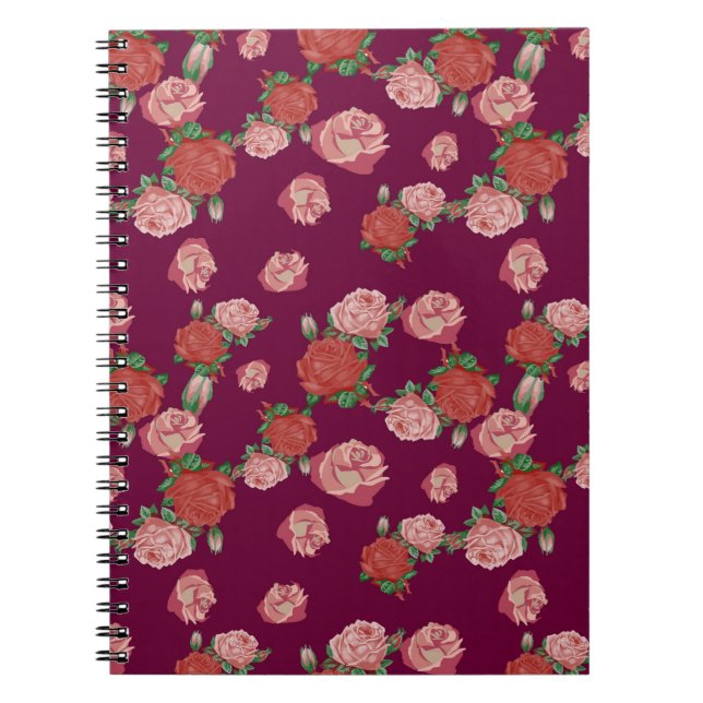 Caderno Espiral lindo padrão de flores (Frente)
