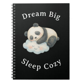 Caderno Espiral Lindo Panda Sonolento na Nuvem Aquarela