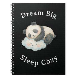 Caderno Espiral Lindo Panda Sonolento na Nuvem Aquarela