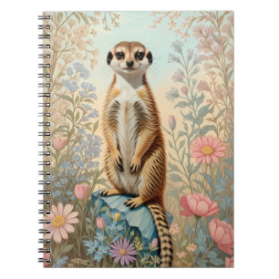 Caderno Espiral Lindo Pequeno Meerkat Floral Pastel