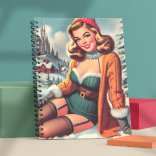 Caderno Espiral Lindo Pin-up de Inverno Retrô