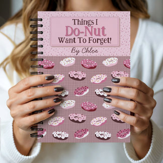Caderno Espiral Lindo tema de Donut rosa e marrom personalizado