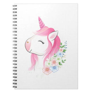 Caderno Espiral Lindo Unicórnio Bebê Aquarela Custom Na