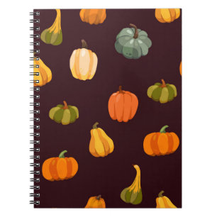 Caderno Espiral Lindos antecedentes do outono com abóboras colorid