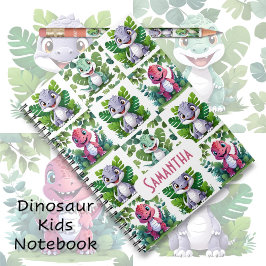 Caderno Espiral Lindos Dinossauros Jurássicos para Crianças