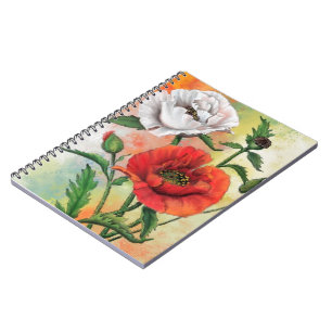 Caderno Espiral Lindos papagaios brancos vermelhos - Pintura pinta