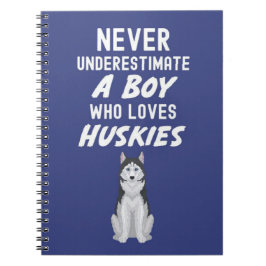 Caderno Espiral Lindos Presentes de Husky Azul-Marinho para Bebês 