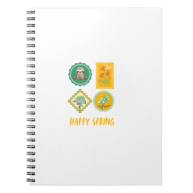 Caderno Espiral Lindos Sloth de Carimbo da Primavera  (Frente)