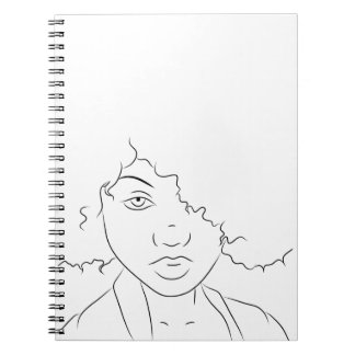 Caderno Espiral Line Art Curly Hair Girl