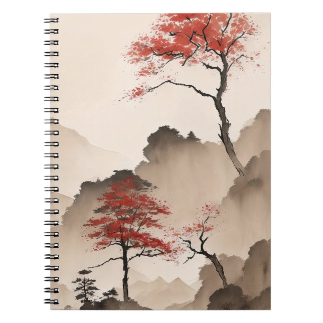 Caderno Espiral Linha Costeira Japonesa Minimalista (Frente)