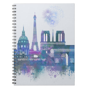 Caderno Espiral Linha do Céu de Paris - Azul-Cria
