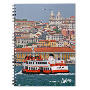 Caderno Espiral Linha do horizonte de Lisboa com o velho ferry no