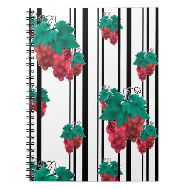 Caderno Espiral Linha em banda de fruta de uva de abstrato sem cos (Frente)