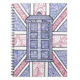 Caderno Espiral Linha ilustrada arte de Union Jack da caixa de
