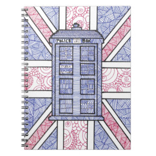 Caderno Espiral Linha ilustrada arte de Union Jack da caixa de
