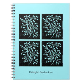 Caderno Espiral Linha Jardim da Meia-Noite Turquesa Névoa