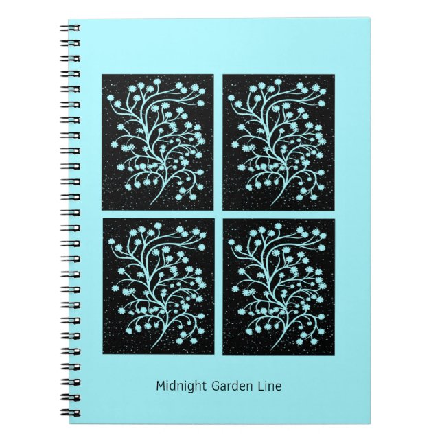 Caderno Espiral Linha Jardim da Meia-Noite Turquesa Névoa (Frente)
