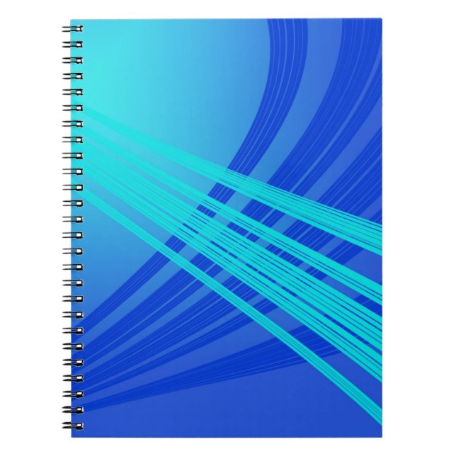 Caderno Espiral Linhas Abstrato Azul e Teal (Frente)