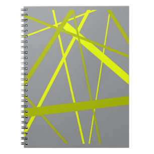 Caderno Espiral Linhas Amarelas Caóticas no Padrão Moderno Retro C