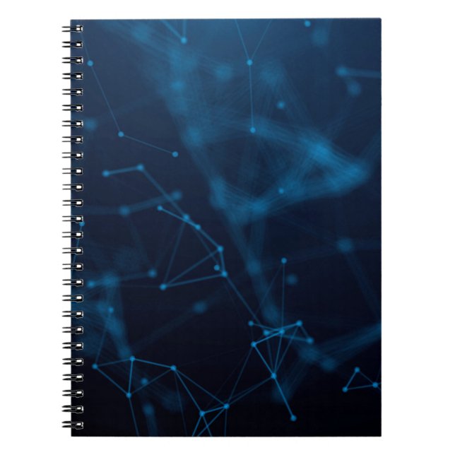 Caderno Espiral Linhas de átomos de pontos conectam polígono (Frente)