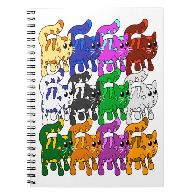 Caderno Espiral Linhas de Padrão de Gato de Gatinho Gatinho do Xma (Frente)
