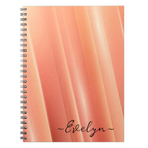 Caderno Espiral Linhas dinâmicas de gradiente laranja Nome Elegant