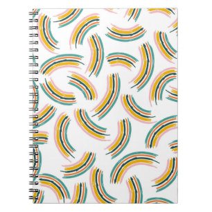 Caderno Espiral Linhas e formas coloridas pastel. Forma arco-íris