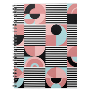 Caderno Espiral Linhas Geométricas, Formas Coloridas Mosaico.