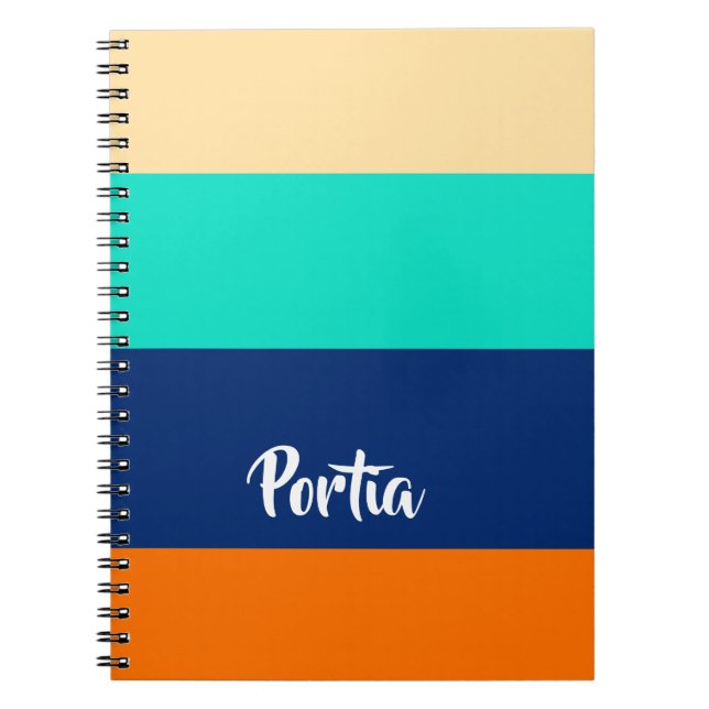Caderno Espiral Linhas multicores com padrão (Frente)