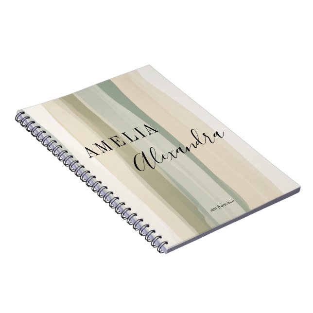 Caderno Espiral Linhas onduladas Abstrato do Boho Retro Script Ret (Lado Direito)