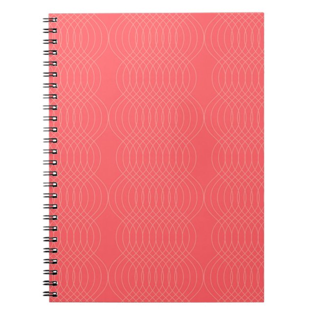 Caderno Espiral Linhas onduladas elegantes, simples, vermelhas, mo (Frente)