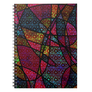 Caderno Espiral Linhas Pretas e Negritas & Texturas Abstratas Mult