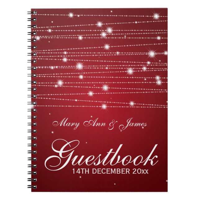 Caderno Espiral Linhas Sparkling do Guestbook do casamento (Frente)