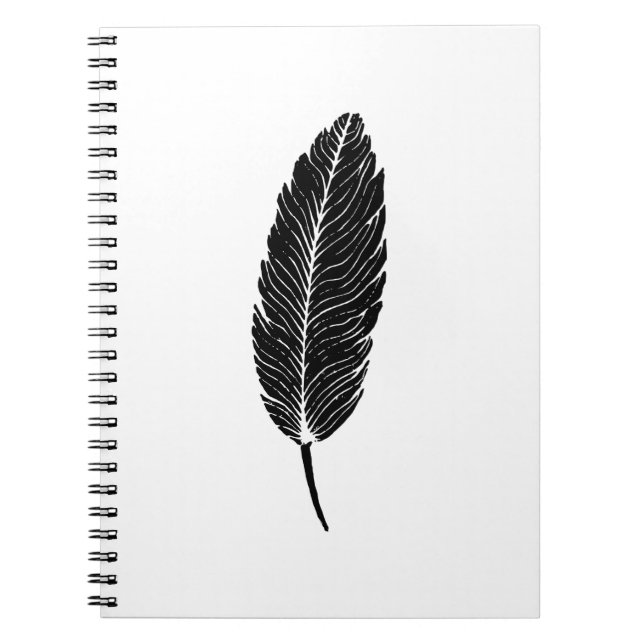 Caderno Espiral Linoco de pena russa preto-e-branco (Frente)