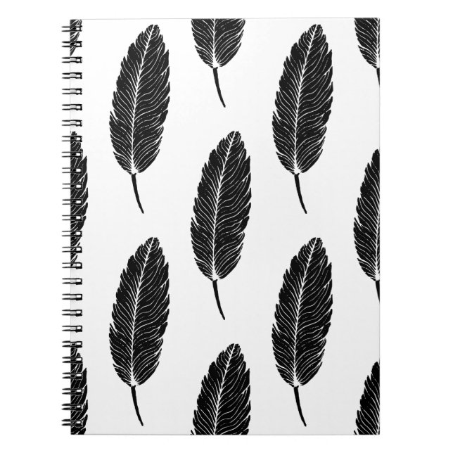 Caderno Espiral Linocut Rustica de Pena Preto e Branco (Frente)