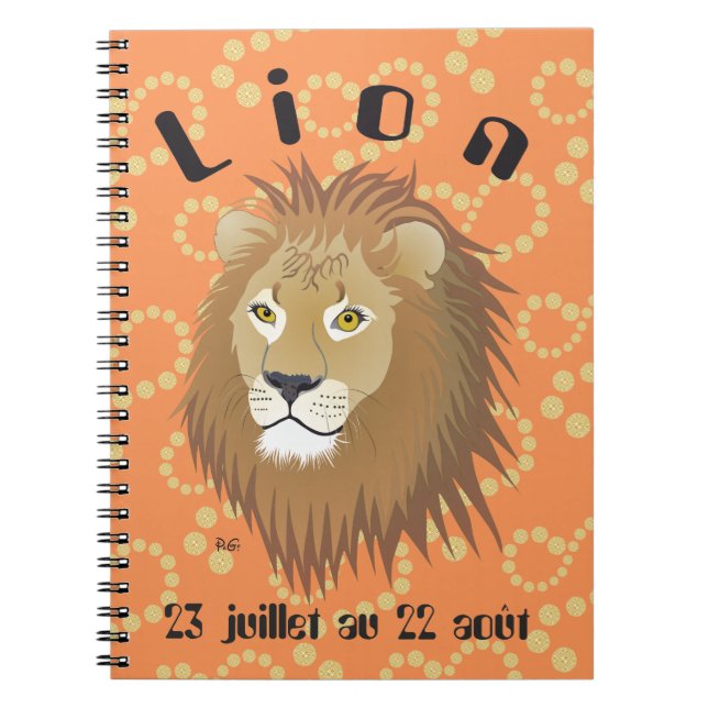 Caderno Espiral Lion 23 juillet au 22 août Carnet (Frente)
