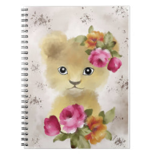 Caderno Espiral Lion Baby Lion Watercolor