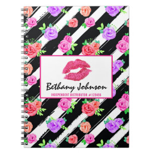 Caderno Espiral Lipstick Distributor Glam Rosa Kiss Personalizado