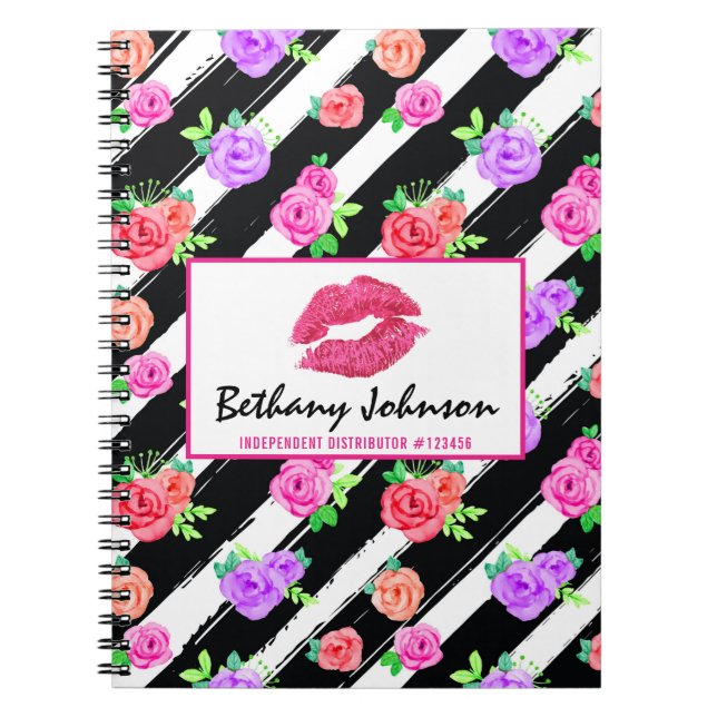 Caderno Espiral Lipstick Distributor Glam Rosa Kiss Personalizado (Frente)