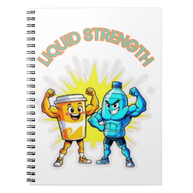 Caderno Espiral Liquid Strength – Funny Juice & Water Muscle Desig (Frente)