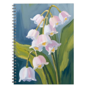 Caderno Espiral Lírio do Vale Flor Pintada à Aquarela