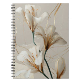 Caderno Espiral Lírio Dourado Minimalista Elegante Neutro