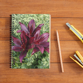 Caderno Espiral Lírios Asiáticos Vermelhos Escuros Floral