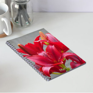 Caderno Espiral Lírios asiáticos vermelhos personalizados