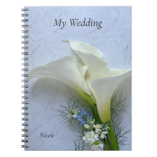 Caderno Espiral Lírios Calla com nigella e flores-de-estoque