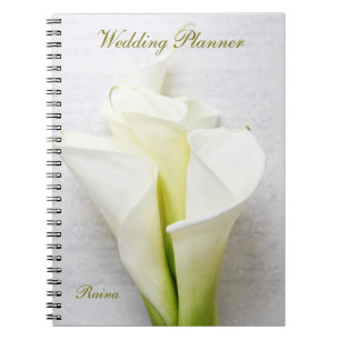 Caderno Espiral Lírios Calla no casamento de guião texturizado flo
