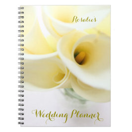 Caderno Espiral Lírios Calla no casamento vaso