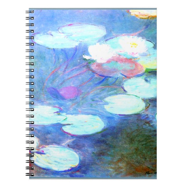 Caderno Espiral Lírios-d'água, rosa - Bela arte de Claude Monet (Frente)