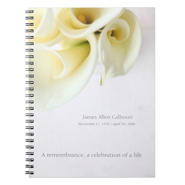 Caderno Espiral Lírios de Calla com espaço do texto (Frente)